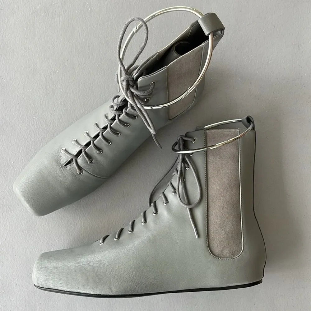 Jill Sander Grey Leather Boots Size 38 Never Worn Ballet Boots Size 8